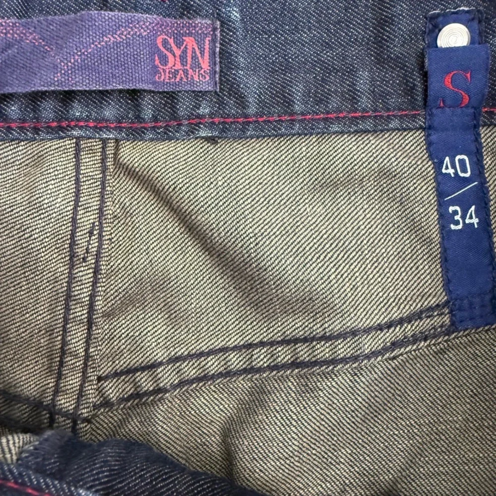 SYN Jeans Men's‎ Blue Denim Distressed Wash Bleecker Slouchy Jeans Size 40x34